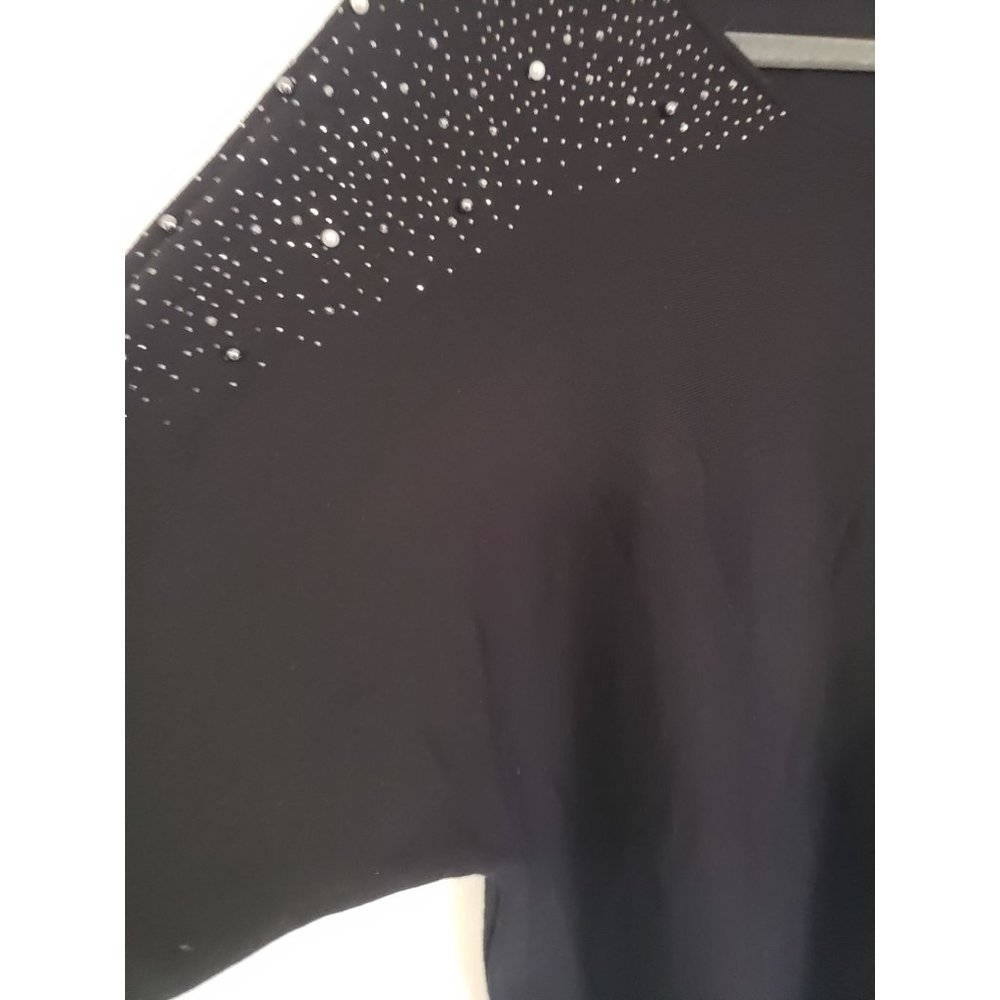 CALVIN KLIEN SWEATER‎ SIZE  EXTRA LARGE BLACK BEADED BLACK PEARLS AND SPARKLES - Picture 6 of 10